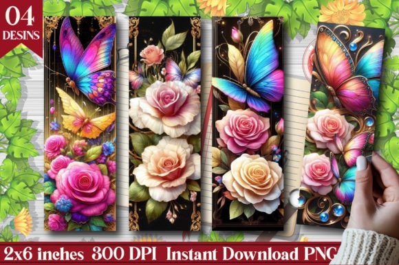 Butterfly Roses Printable Bookmark Design
