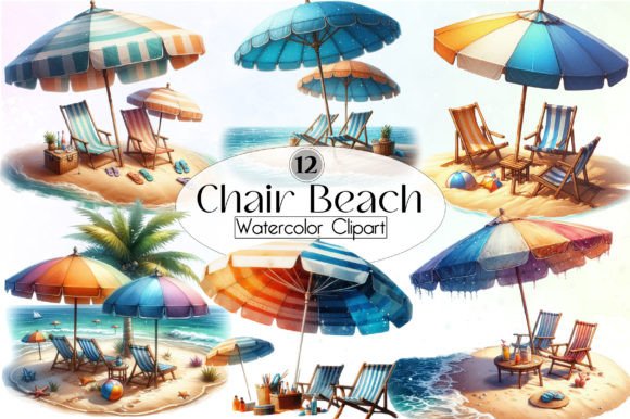 Elevating Summer Designs with Chair Beach Watercolor Clipart
