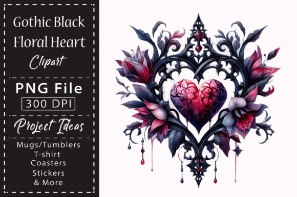 Gothic Black Floral Heart Clipart: A Guide to Dark Romantic Design