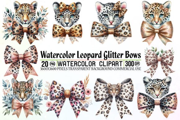 Strategic Applications of Watercolor Leopard Glitter Bows Clipart in Modern Design