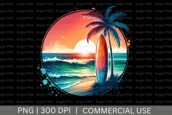 Summer Beach Sunset PNG Clipart for Designers