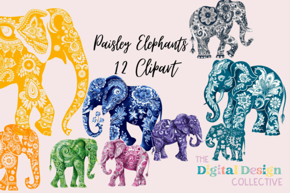 The Design Versatility of Multicolored Paisley Elephants Clipart in Modern Visual Projects