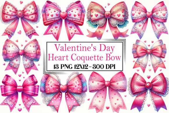 Valentine's Day Heart Coquette Bow PNG Assets