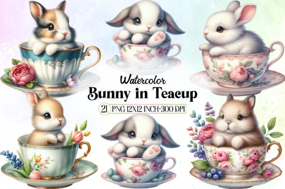 Watercolor Bunny in Teacup Clipart: Practical Applications for Creators and Small Businesses